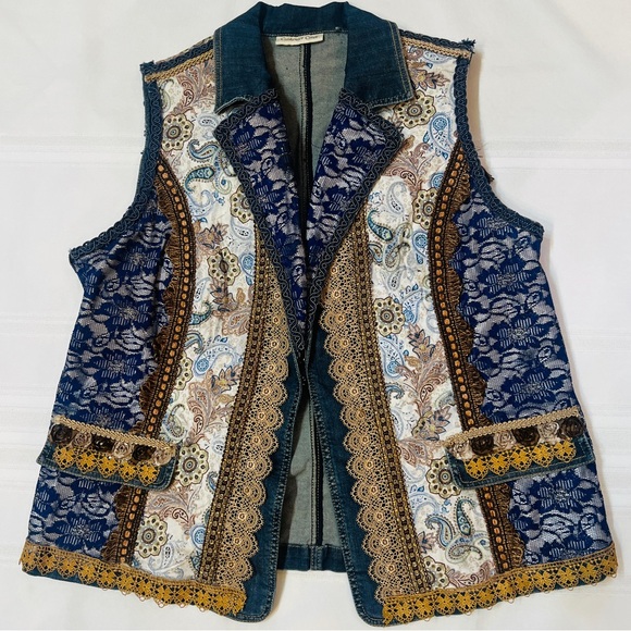 Coldwater Creek Jackets & Blazers - Upcycled Denim Jean Vest OOAK Coldwater Creek Denim BOHO Chic EUC Sz‎ L/XL